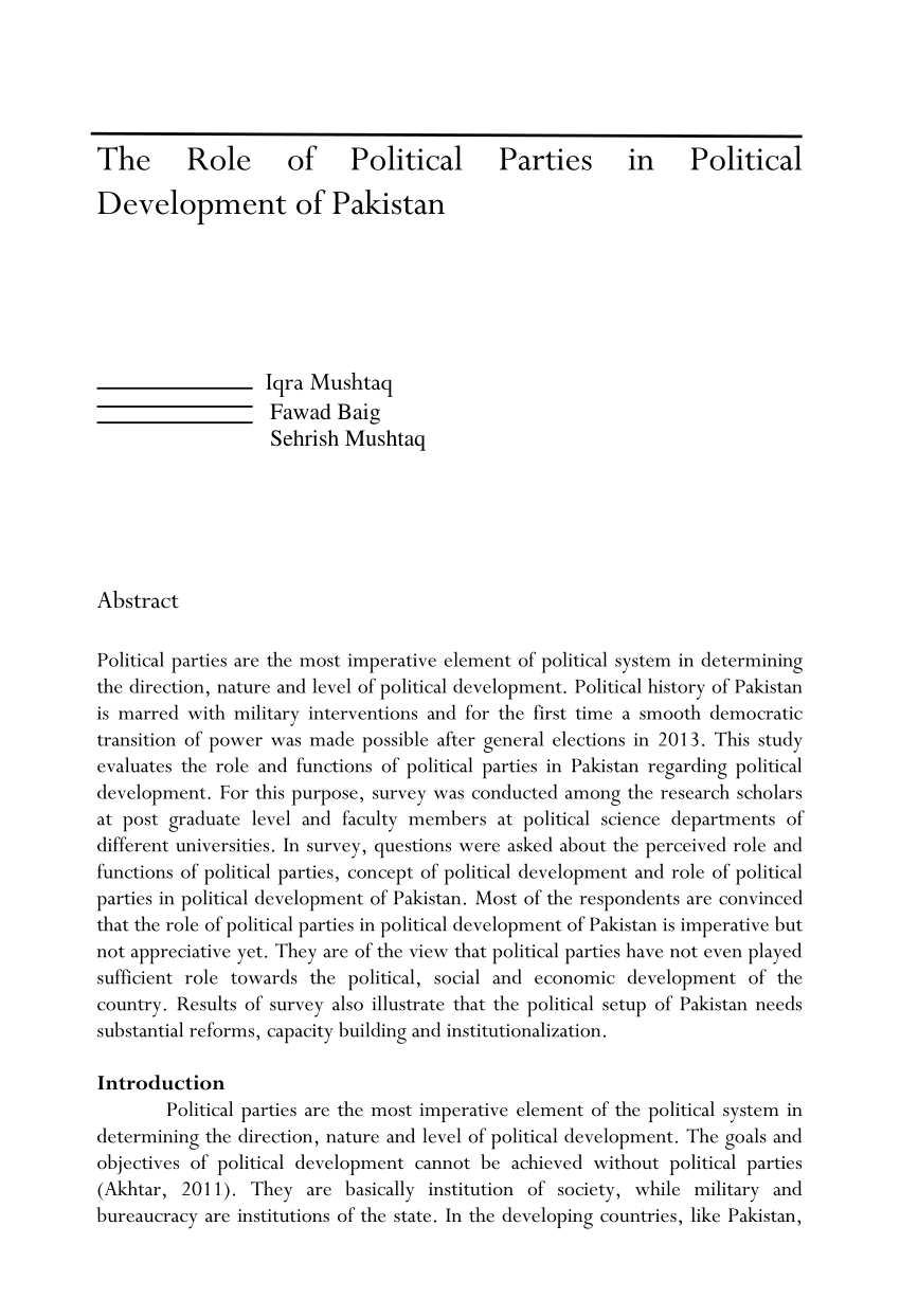 Role of Political Parties in National Development